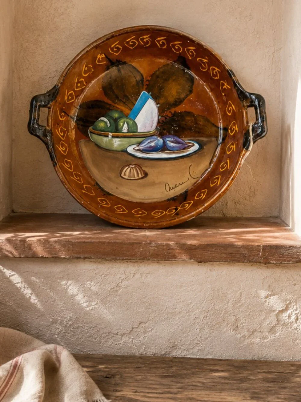Rare Vintage Macario Covarrubias Signed Mexican Folk Art Pottery Cazuela Bowl